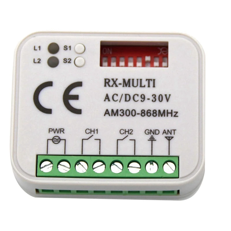 4X Garage Gate Remote Receiver 433 868Mhz RX MULTI 300-900MHZ AC/DC 9-30V Receiver With Remote Control