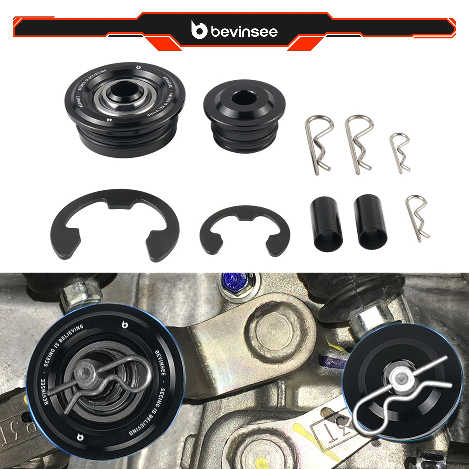 

BEVINSEE Spherical Shifter Cable Bushings for Honda Accord 03-05/Civic Si 02-15, for Acura RSX 02-06/TSX 04-08
