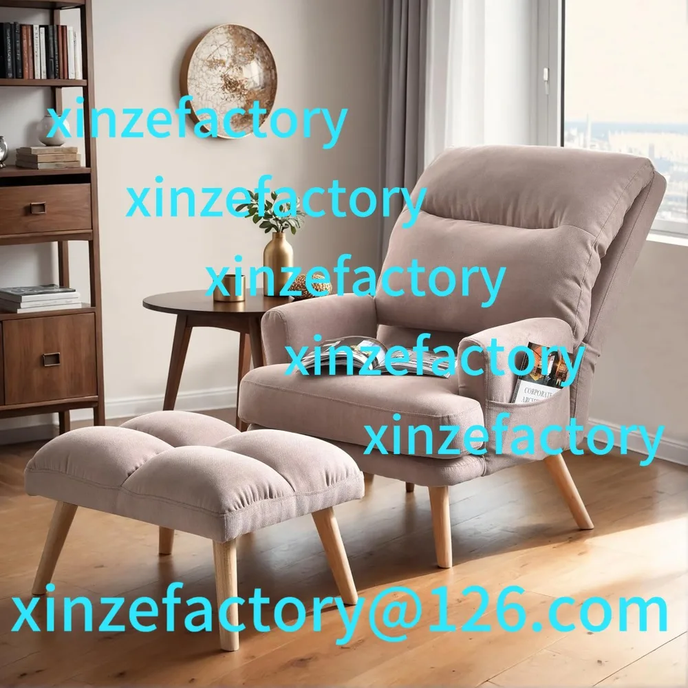 

Customization Reclining Chair With Ottoman, Accent Reading Chair With Footrest And Side Pocket, Modern Lounge