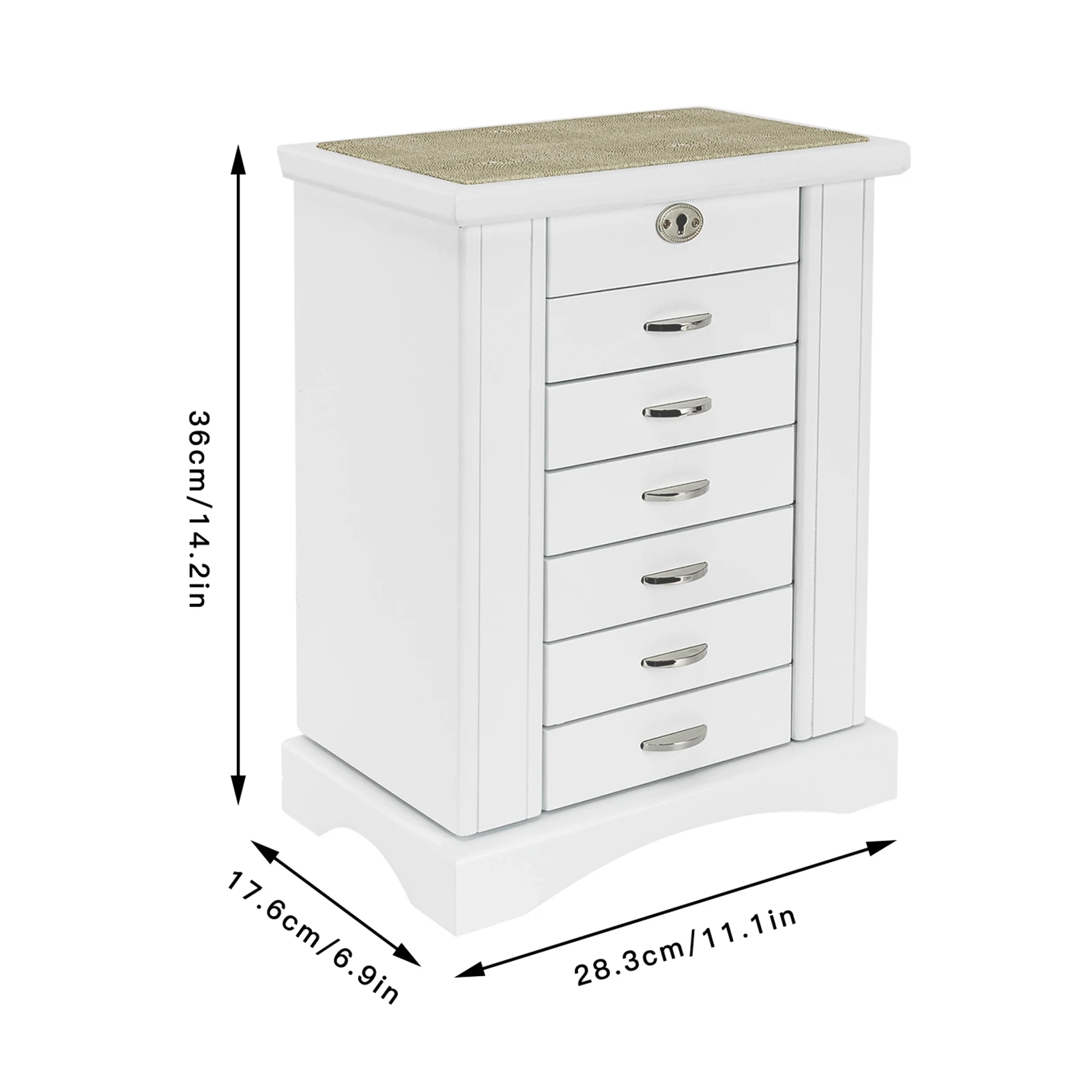 Large Capacity 7-Layer Jewelry Organizer MDF Flocking Lining Necklace Hooks For Earrings Rings Watches Valentine’s Day Gift