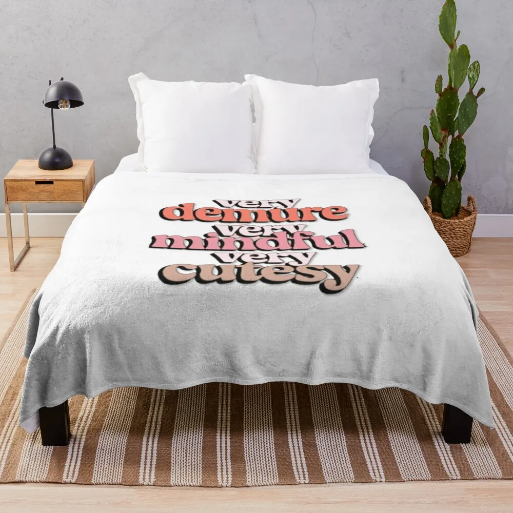 Whimsical Words: Demure, Mindful, Cutesy Charm Throw Blanket Blankets For Sofas Thins Blankets For Bed Blankets