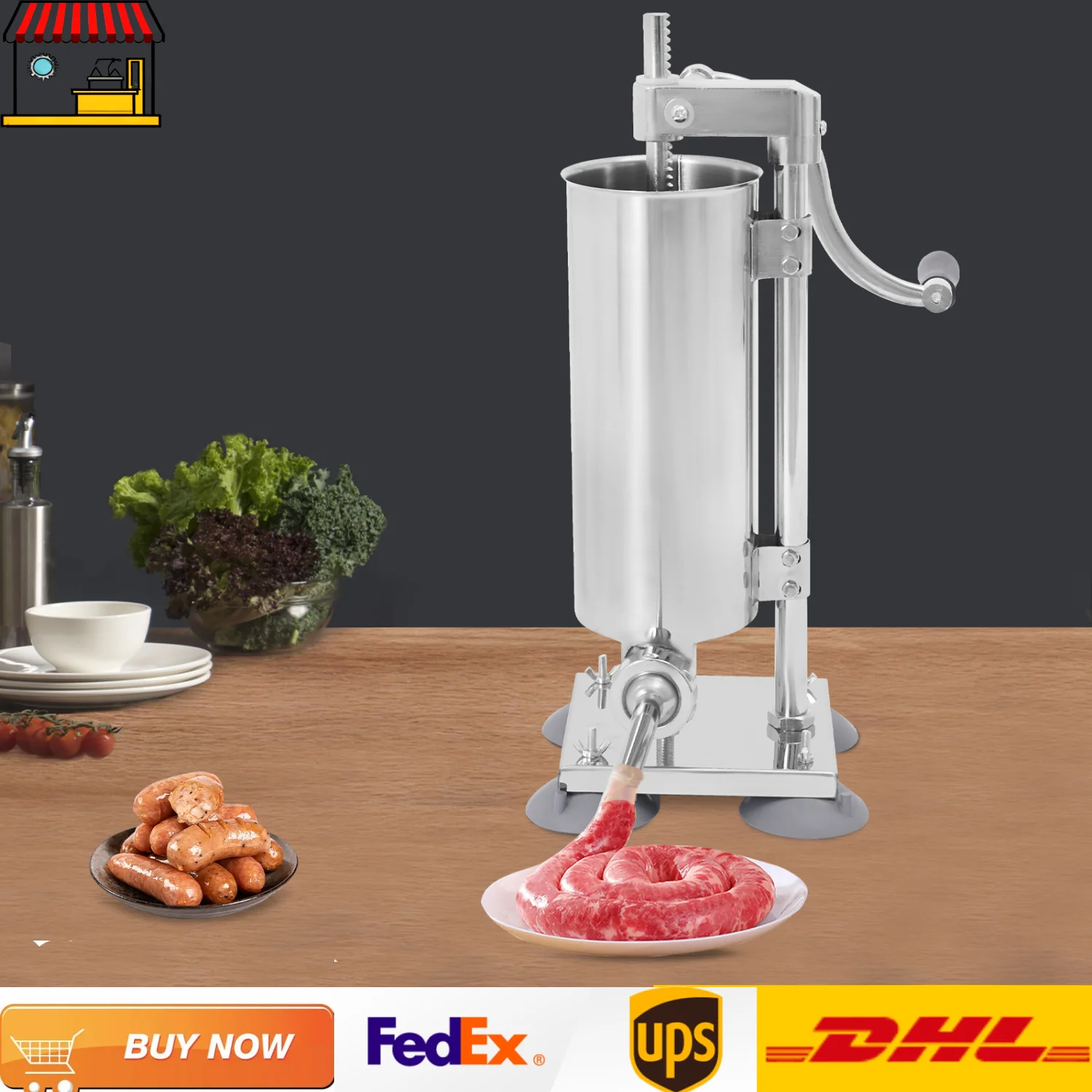 

Hand-crank Sausage Stuffer Filling Machine| 6 Lbs Stainless Steel Sausage Maker with Suction Base| Stable to Operate