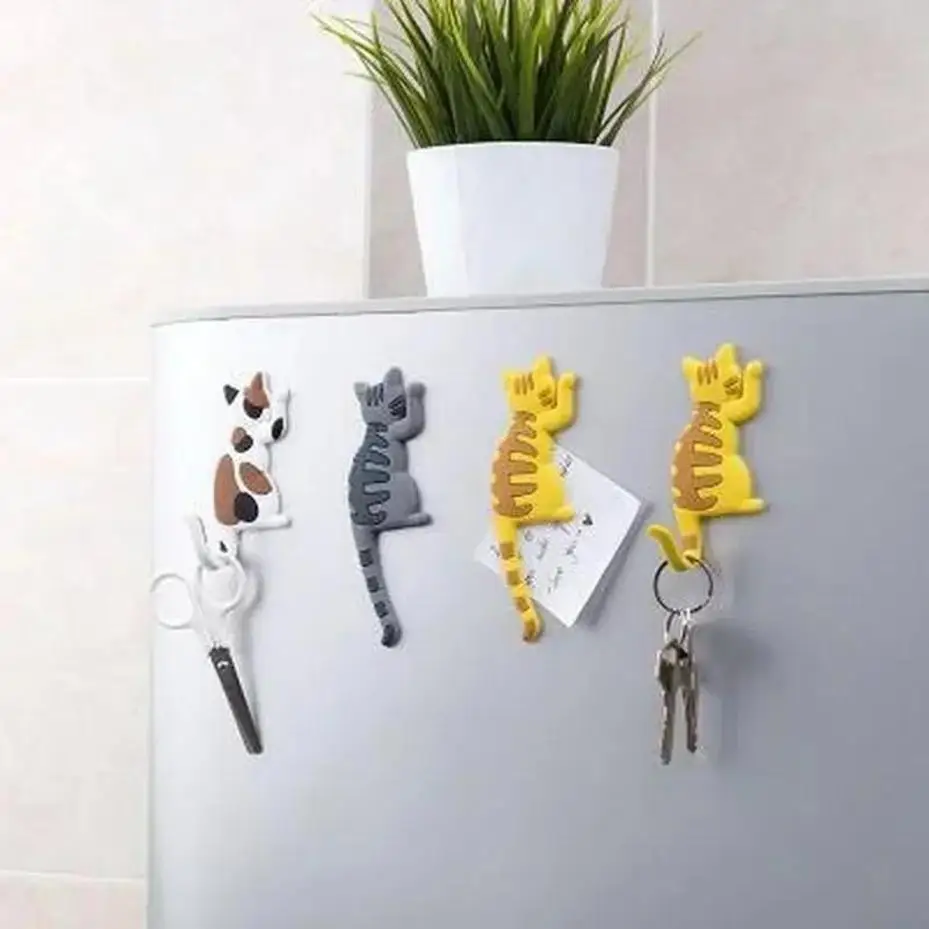 1 Pcs Creative Cat Tail Shape Fridge Magnet Hooks Cute Magnetic Stickers Kitchen Refrigerator Home Decor Organizer Supplies