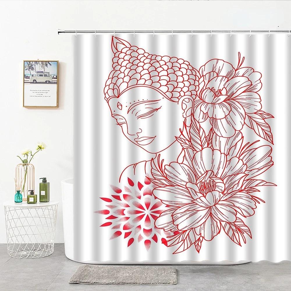 Sketch Hand-Painted Shower Curtains Characters Modern Creative Fabric Waterproof Polyester Bath Curtain Bathroom Accessor Decor