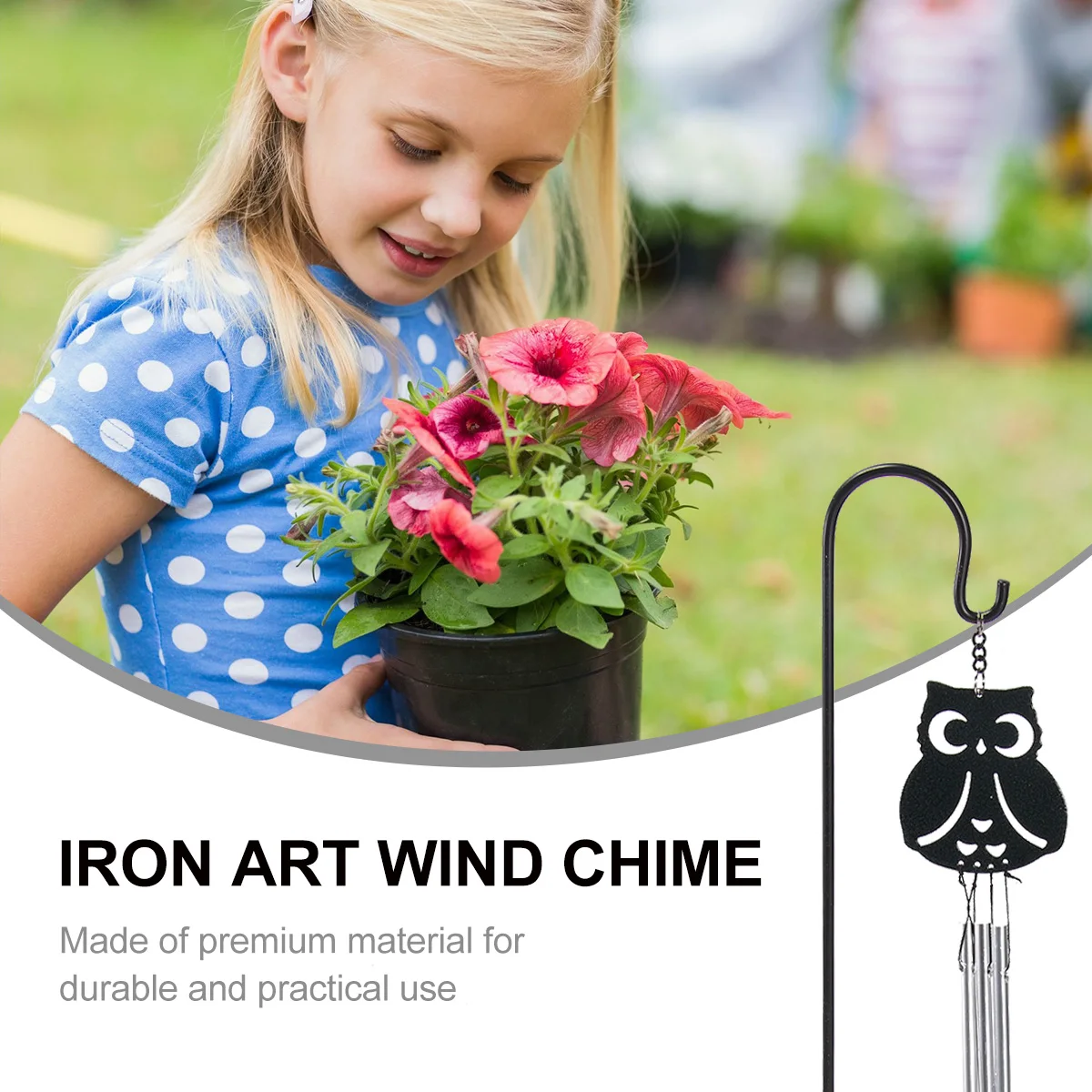 

Musical Wind Chime Flower Decor Tube Garden Indoor Handicrafts Office Household Metal Owl Pattern Beautiful