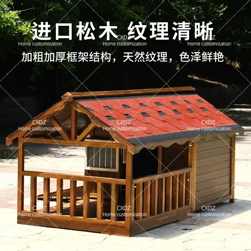 Rainproof Outdoor Dog House Waterproof Kennel Large Four Seasons Universal Wooden Dog Villa Cage