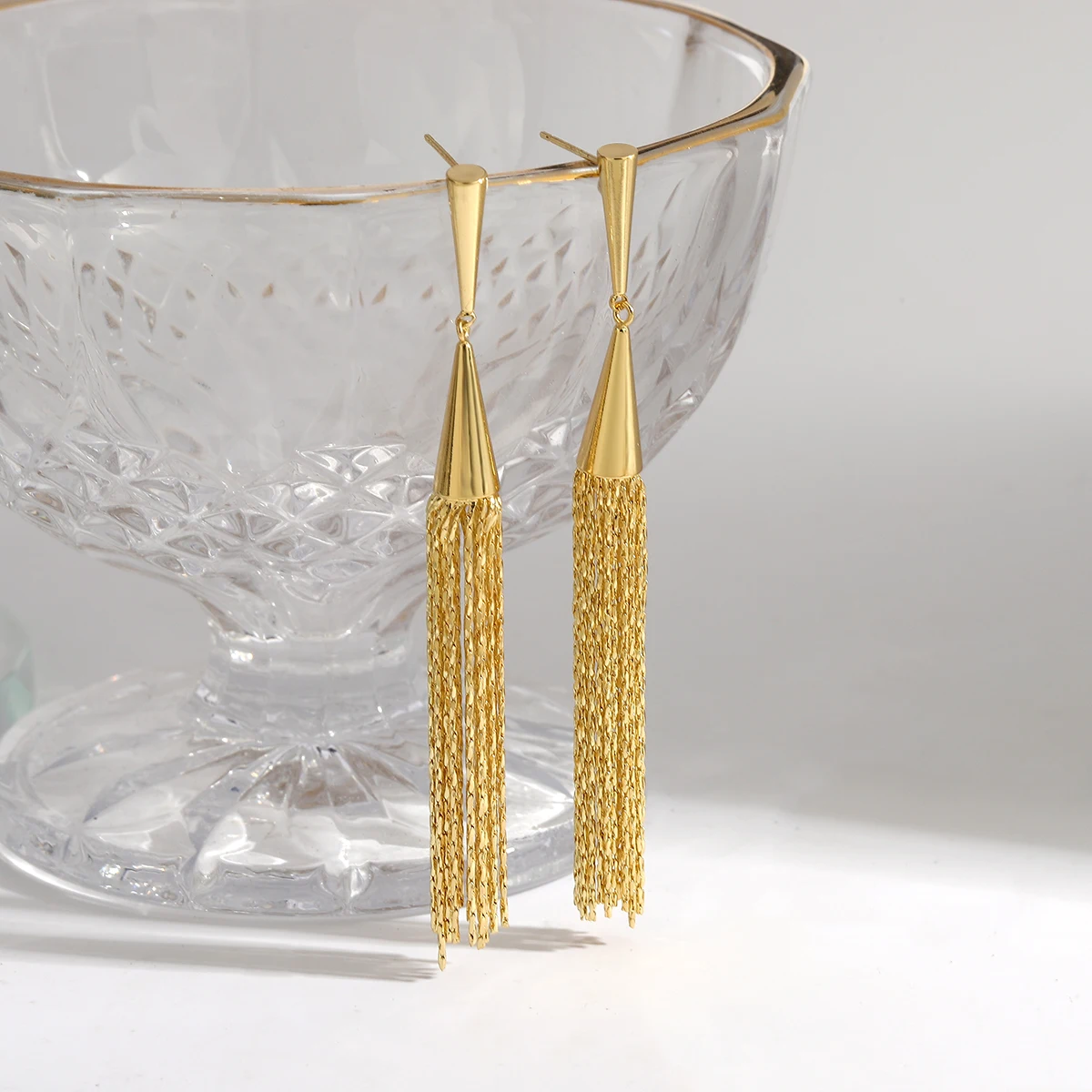 Greatera Trendy Geometric Long Thread Tassel Drop Earrings for Women Gold Color Metal Chain Hanging Earrings Party Jewelry 2023