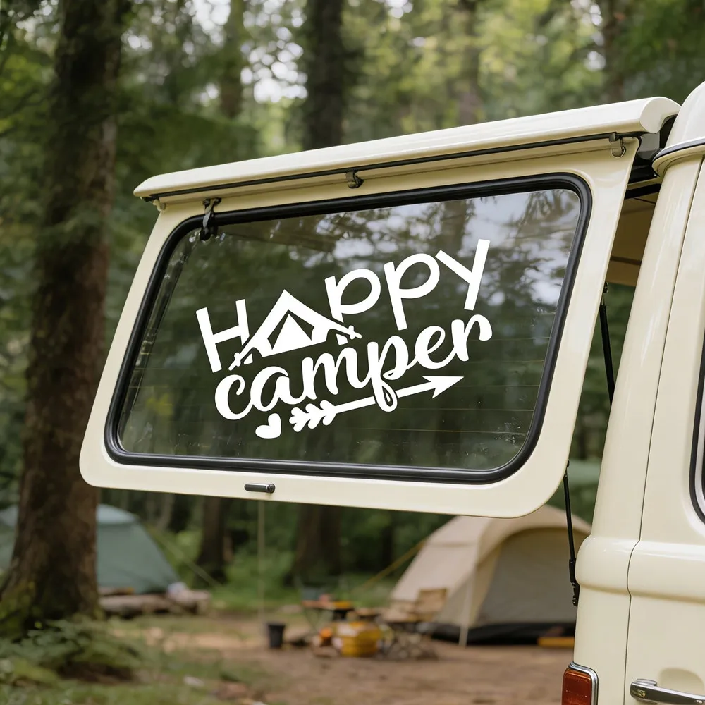 سعيد العربة الرسومات ملصقات ديكور لتزيين الغرف فان SUV العربة قافلة البضائع متنقل RV سيارة يلتف ملصق مائي اكسسوارات السيارات ملصق