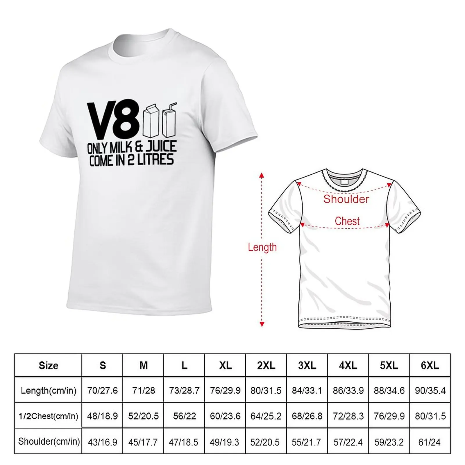 New V8 - Only milk & juice come in 2 litres (2) T-Shirt Oversized t-shirt graphic t shirts t shirts for men cotton