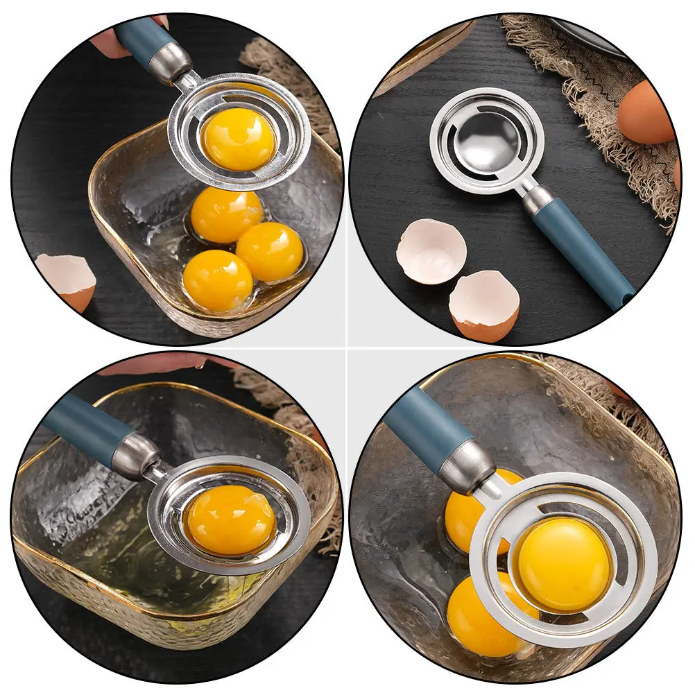 

2pcs White Separators Sky-Blue Double Leakage Groove Design Protein Separation Tools Kitchen Supplies Yolk Filters Yolk Dividers