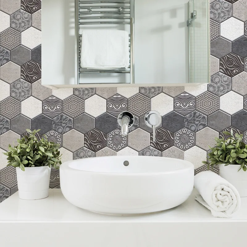 

20pcs 3D Wall Stickers Self-adhesive Faux Brick Wall Panel Peel and Stick Kitchen Tile Backsplash Bathroom Wall Tiles Stickers