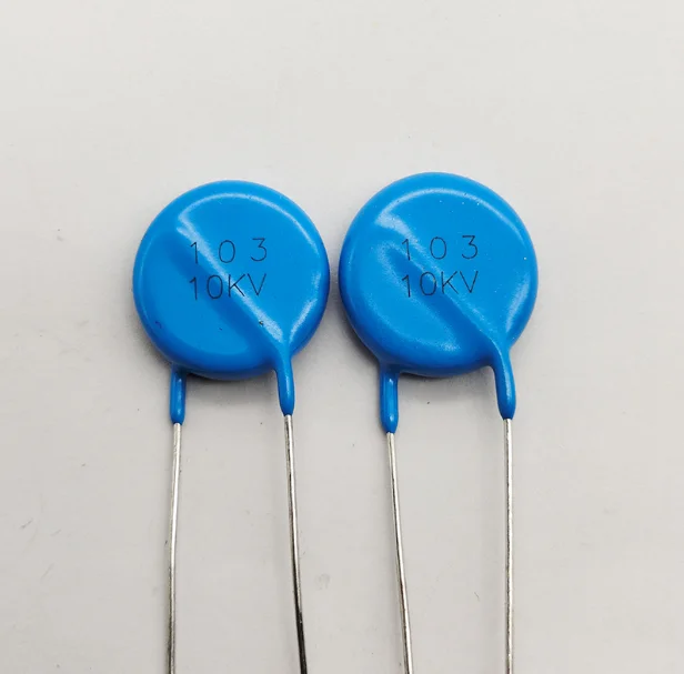 10PCS High frequency blue ceramic chip capacitor 10KV 103K 10000pF   high-voltage power supply ceramic dielectric capacitor
