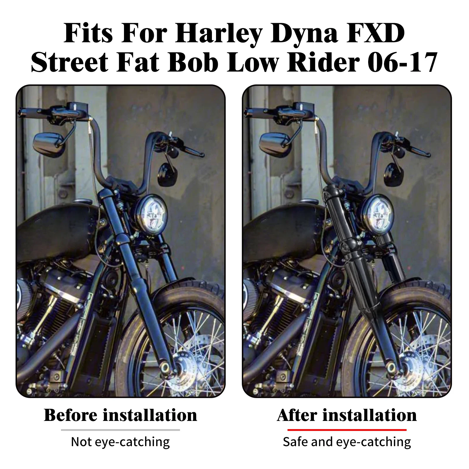 Motorcycle Black Front Fork Tube Caps Shock Absorber Cover Protective Kit For Harley Dyna FXD Street Fat Bob Low Rider 2006-2017