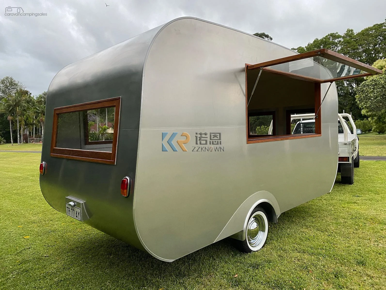 ชายหาดที่กำหนดเองโทรศัพท์มือถือบาร์กาแฟรถบรรทุกมือถือร้านอาหาร Trailer อาหารติดตามเตาอบทอด