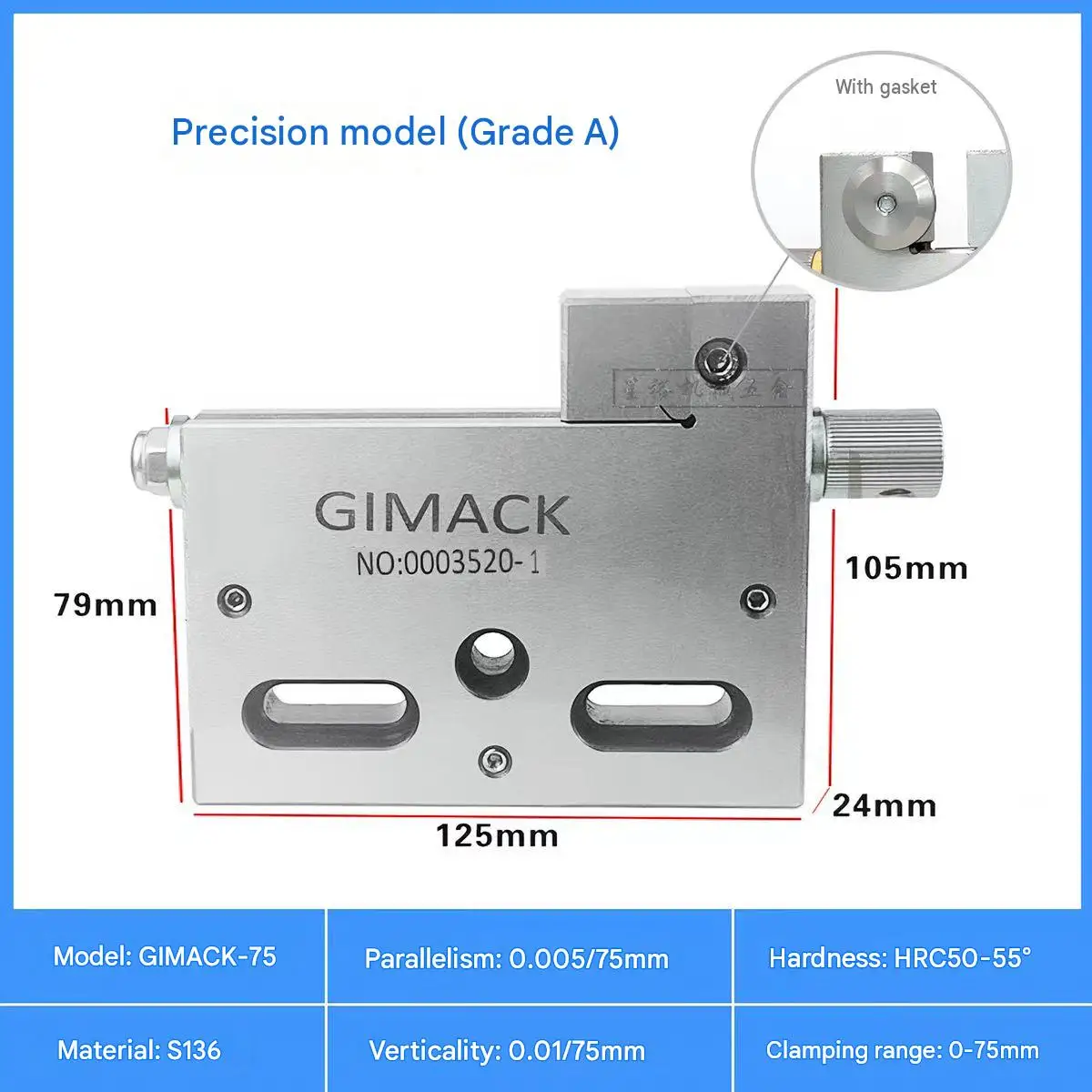 High Precision Stainless Steel Wire EDM Vise 0-100mm Opening 4 Inch WEDM Clamping Fixture Industrial CNC Tooling Accessories