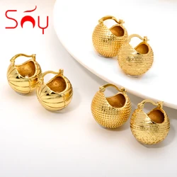 Sunny Jewelry Hoop Earrings Copper Gold Plated For Women African Dubai Ball Shape For Daily Wear Office Jewelry Gifts