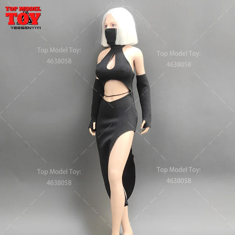 1/6 スケール黒スプリットチャイナロングスカート服モデルフィット 12 "TBL PH JIAOU 女性兵士アクションフィギュアボディ人形おもちゃ