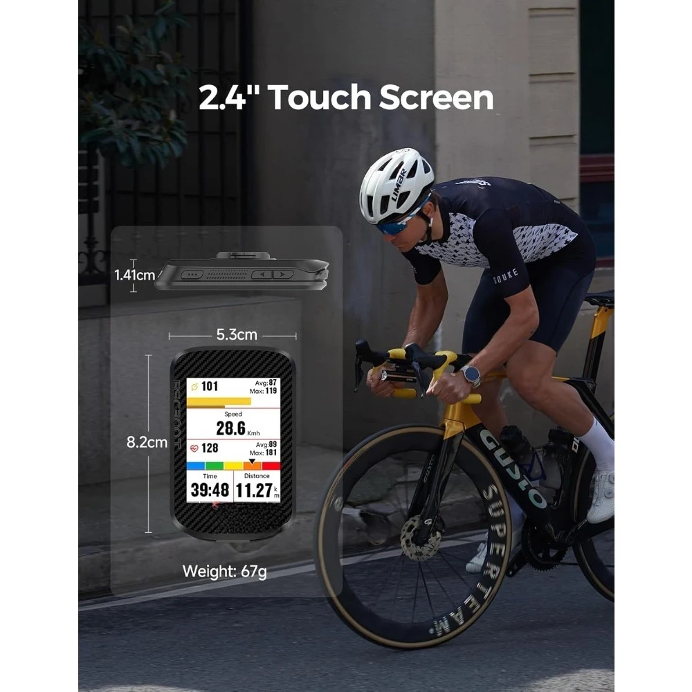 Computador de bicicleta sem fio para restaurante/gps, navegação de mapa offline com tela sensível ao toque, aviso de curso compatível com insta 360
