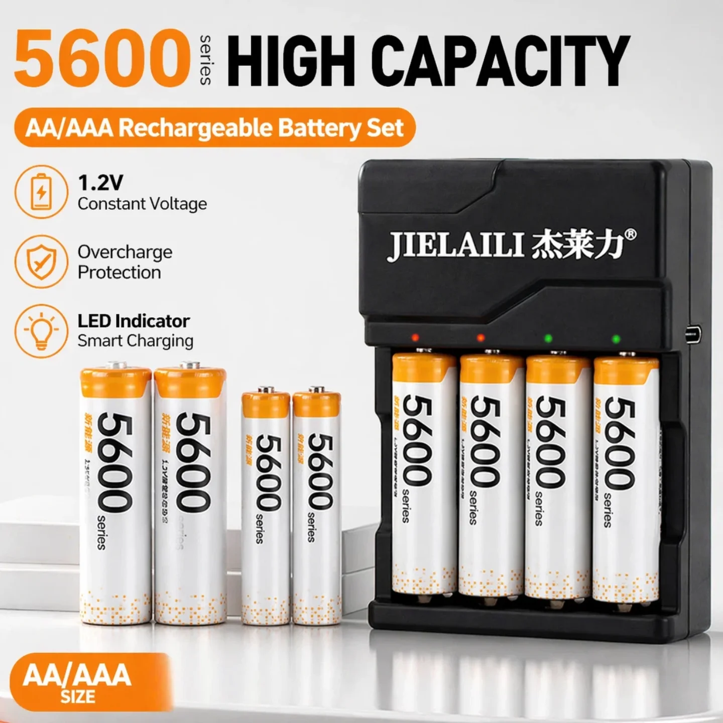 

AA AAA 5600mAh Rechargeable Battery High Capacity Durable Universal Replacement Battery for Home Daily Household Toys