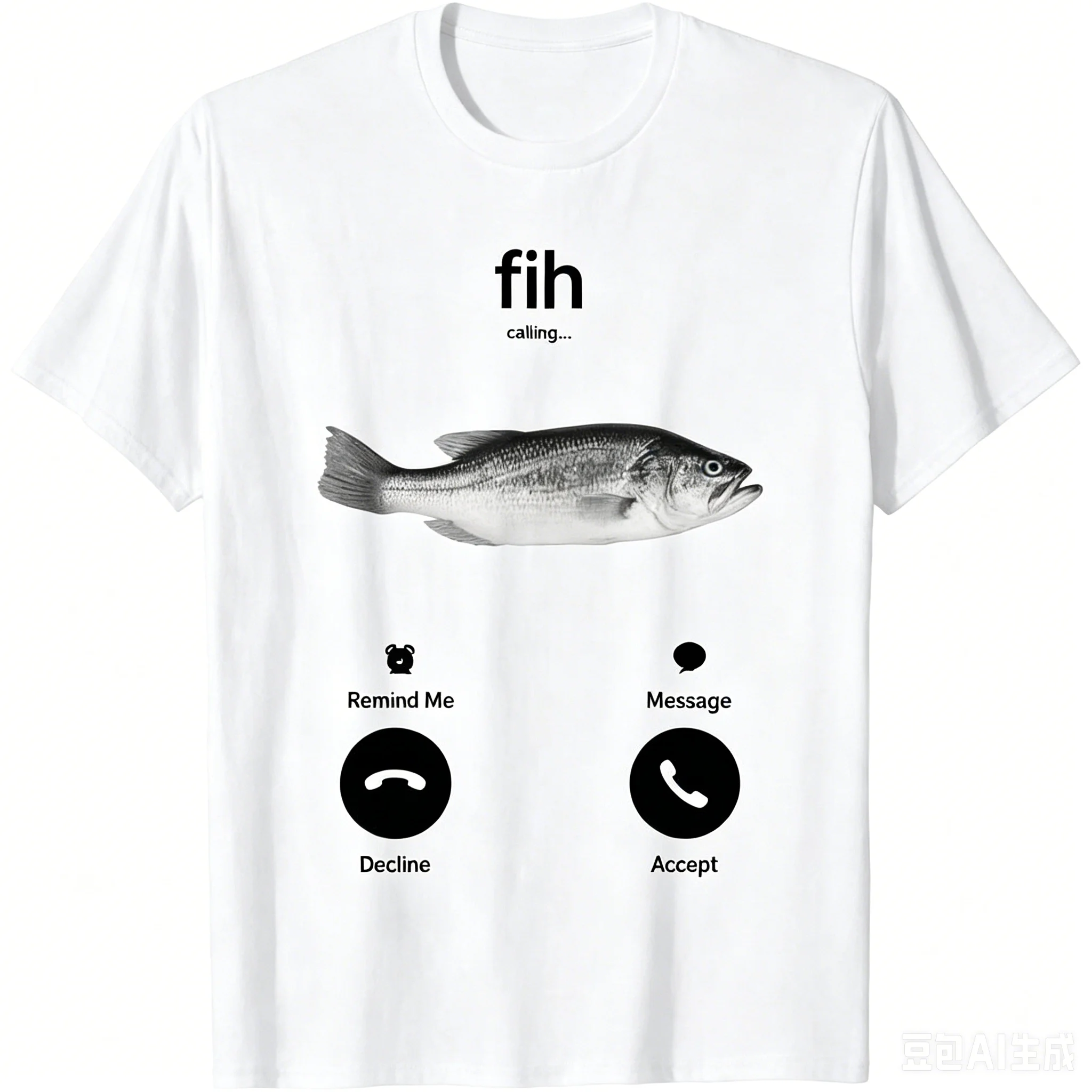 100% Cotton Fih Calling Remind Me Message Decline Accept Phone Call Fish T-ShirtFit Casual Streetwear Men Gifts