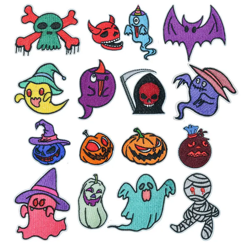 Horror Doll Ghost Halloween Popular Embroidered Logo Garment Accessories Cloth Sticker Patches Iron-on Bag Clothing For Kid