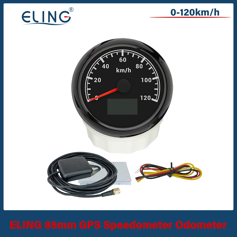 

ELING Universal 85mm Car GPS Speedometer 0-60knots 0-120KM/H 0-160MPH Odometer with 7 Colors Backlight for Boat Motorcycle Yacht
