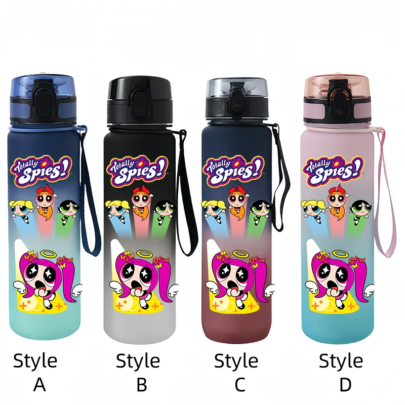 جديد 650 مللي كوب ماء رياضي رائع للغاية للفتيات من Powerpuff بسعة كبيرة كوب أنيمي محمول هدية العيد #2