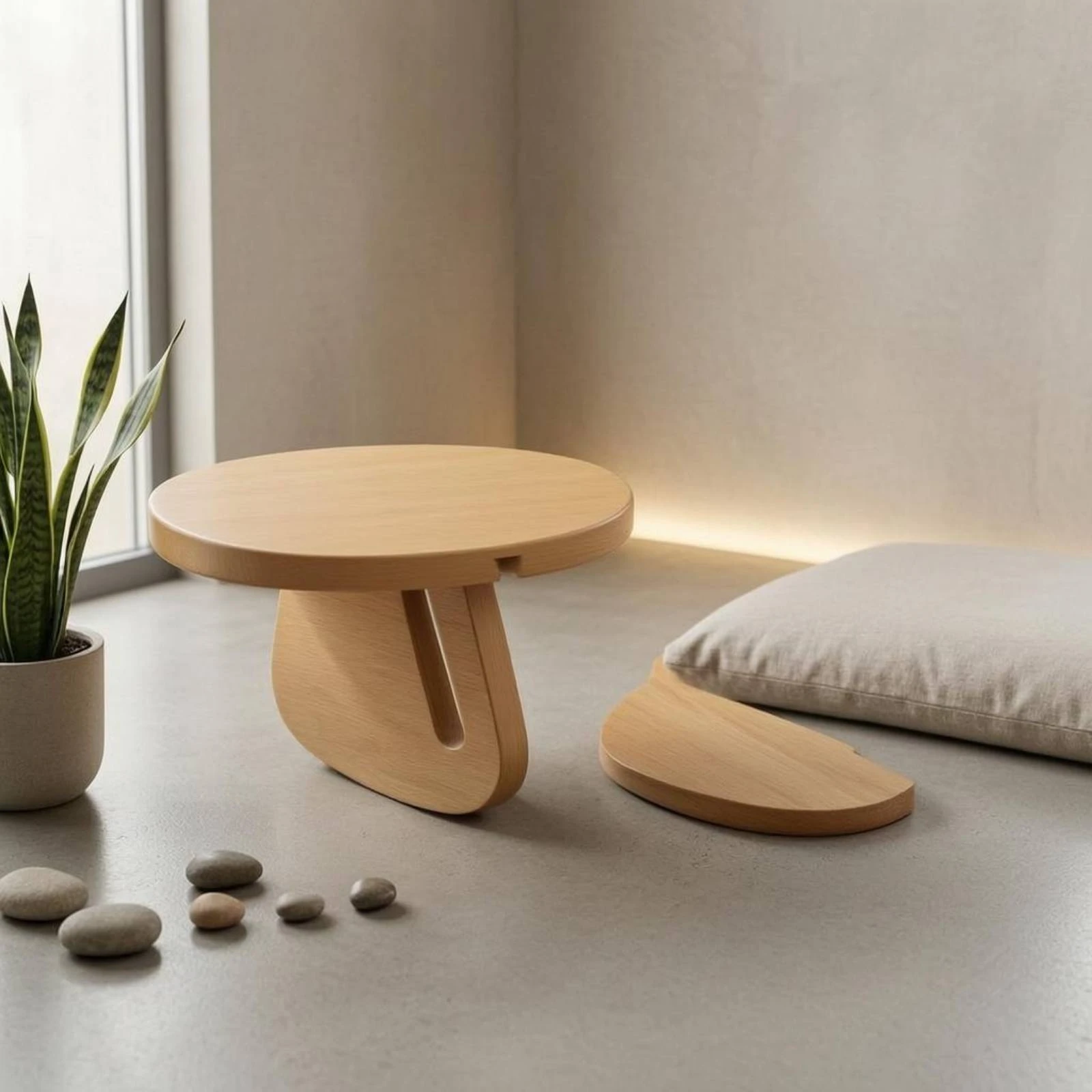 Tabouret de méditation en bois naturel, finition bois naturel, équipement de fitness, siège ovale pour l'entraînement de l'équilibre