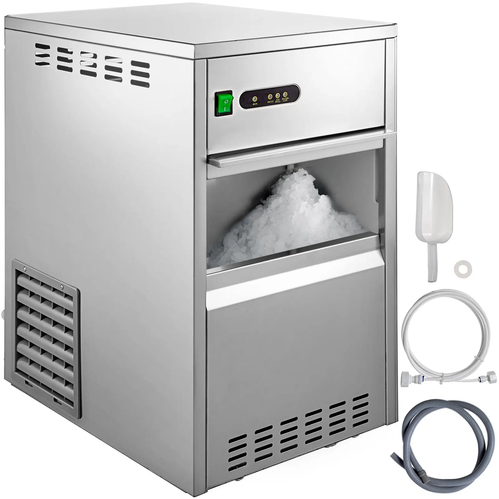 VEVOR-máquina de hielo comercial, fabricante de escamas de nieve, 20-100KG/24H, generador de hielo independiente de acero inoxidable, para encimera de laboratorio doméstico