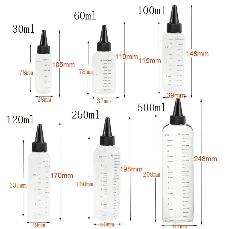 Botella vacía de plástico con gotero, recipiente para pigmento de Color de tinta de tatuaje con tapas superiores, 50 piezas, 30ml/60ml/100ml/120ml/250ml