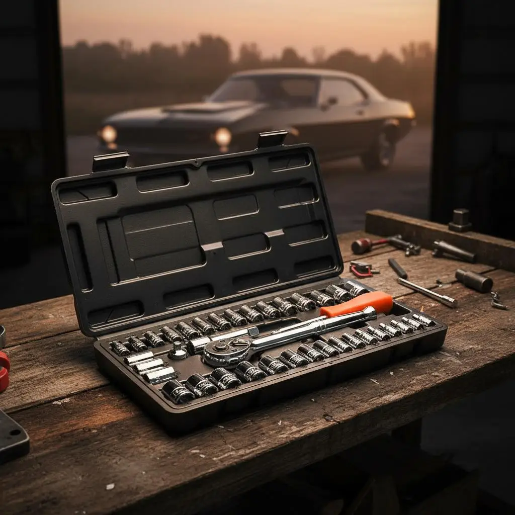 Wrench Tool Kit 39-Piece 3/8 & 1/4 Inch Drive For Automotive Repair Home Maintenance Machine Assembly SAE Metric Mechanics To