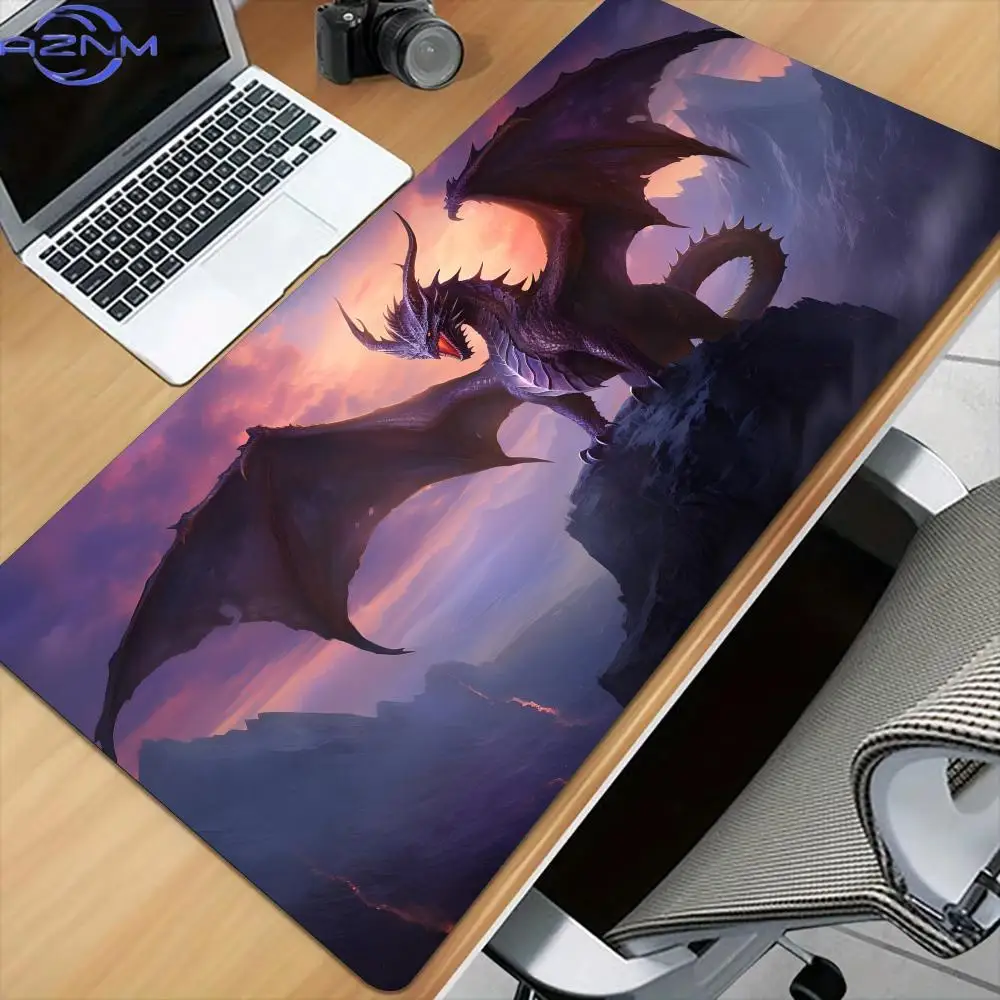 Mysterious Black Giant Dragon Large Mouse Pad Desk Mat Stitched Edge Non-Slip Gaming Pad Mouse Carpet Dragon Magic Playmat