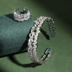 ZAKOL Brand Classic Shiny AAA Cubic Zirconia Ring Bangles Wedding Jewelry Set for Women Luxury Dubai Saudi Wedding Jewelry Gift