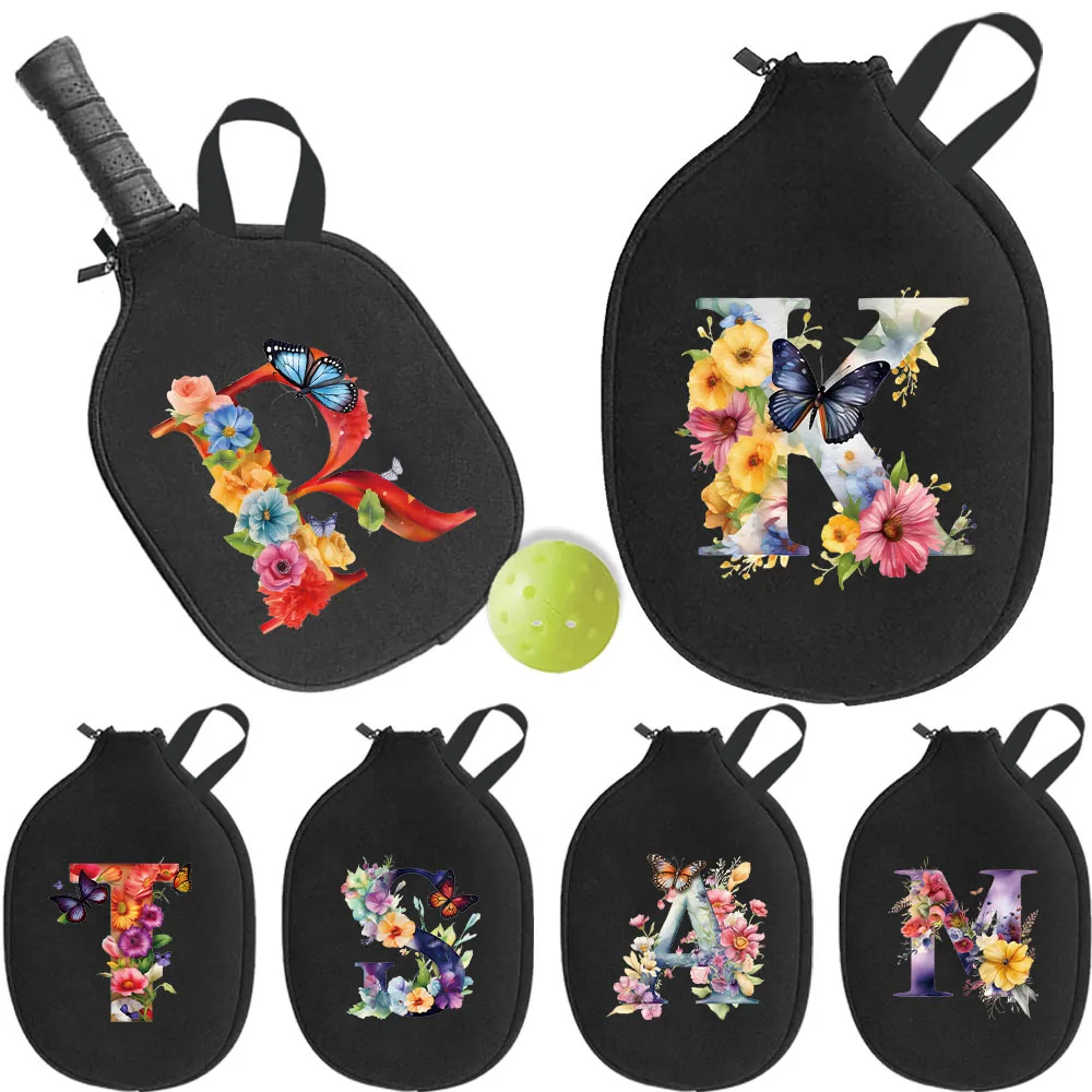 

Pick Ball Bag Zippered Racket Organizer Bags Mesh Pickle Handbag Paddle Pouch Storage Pocket Butterfly Letter Printed Series