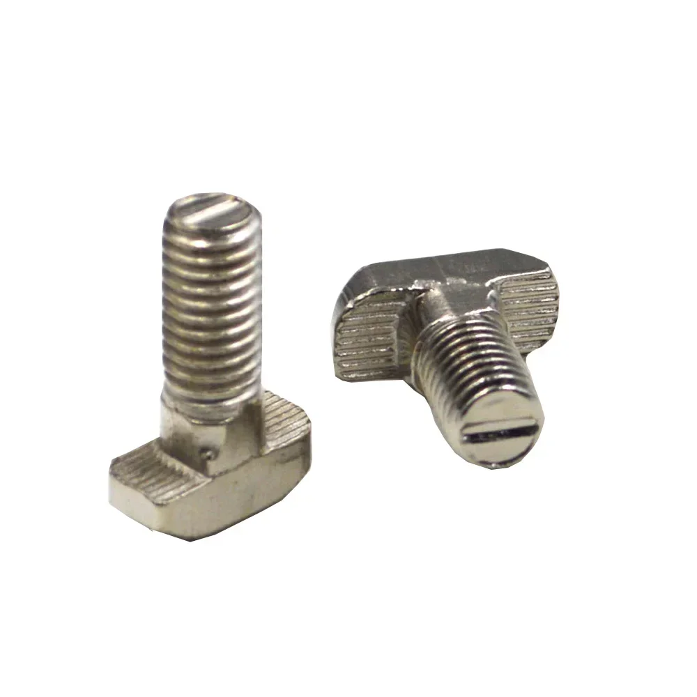 50pcs M8 Nickel Plated T nut Hammer Head Fasten screw for Aluminum Extrusion Profile 4545 series