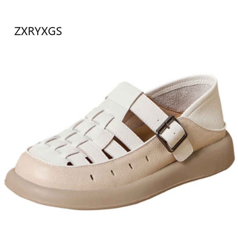 

ZXRYXGS/2020 новые летние цветные сандалии из натуральной кожи, обувь для отдыха, удобные дышащие модные сандалии, женские сандалии