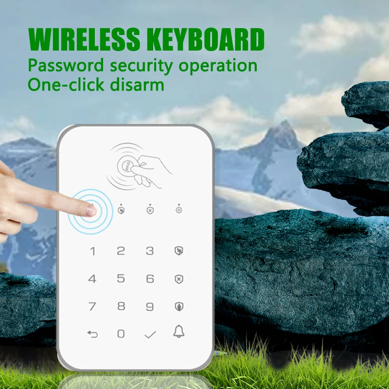 Wireless Touch Keyboard Lock 433Mhz Frequency Ev1527 Encoding For Arms Disarms Security System Passcode RFID Connected Alarm Hub