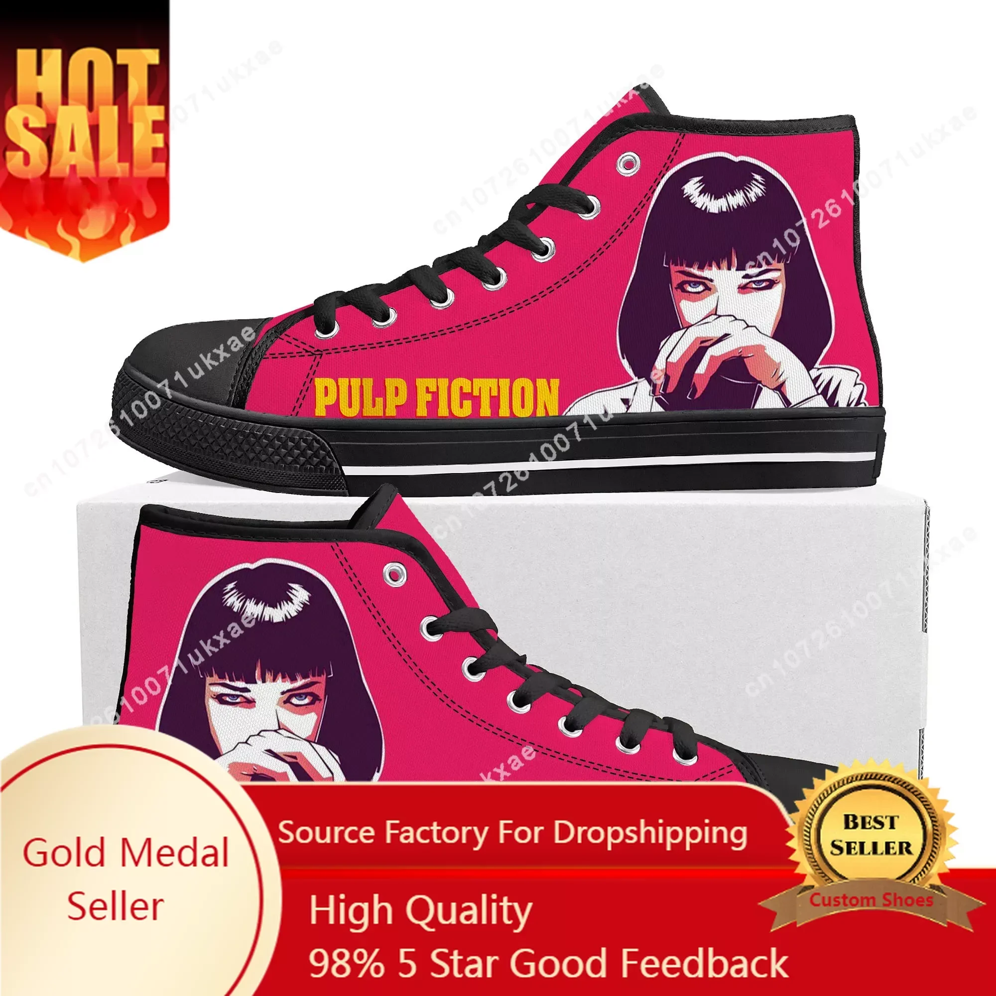 

Pulp Fiction Movie High Top High Quality Sneakers Mens Womens Teenager Canvas Sneaker Casual Custom Made Shoes Customize Shoe