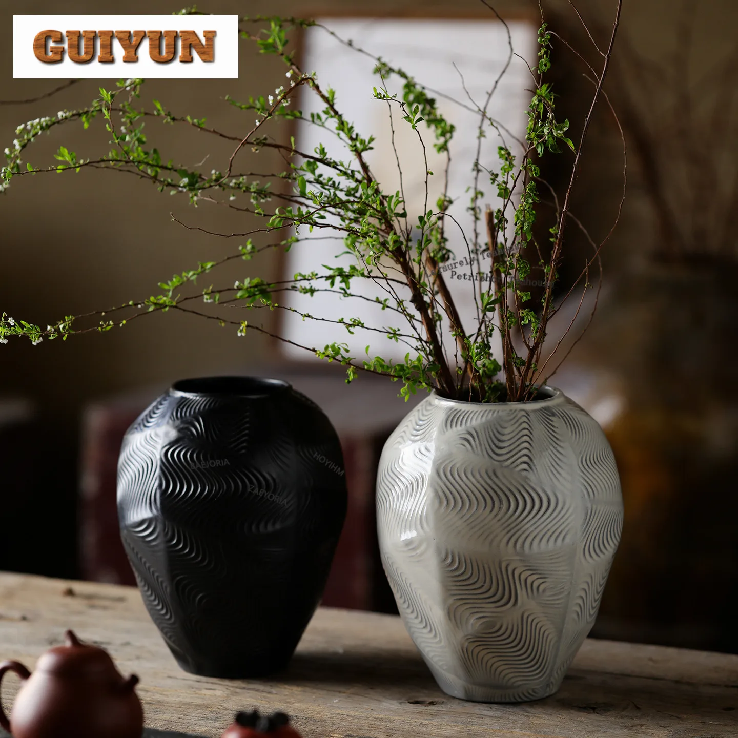 Knife Carved Pattern Vase Aesthetic Cachepot Home Decorations Hydroponics Plant Pot Household Flowerpot Tableware Decoration