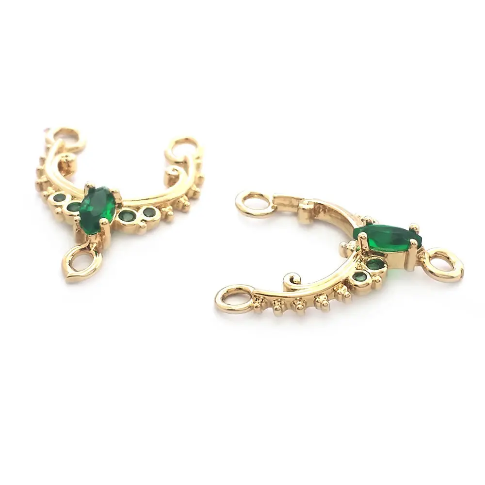 10PCS 18K Gold Color Brass and Zircon U Shape Connect Charms Necklace High Quality Jewelry Accessories Rosediy official-website