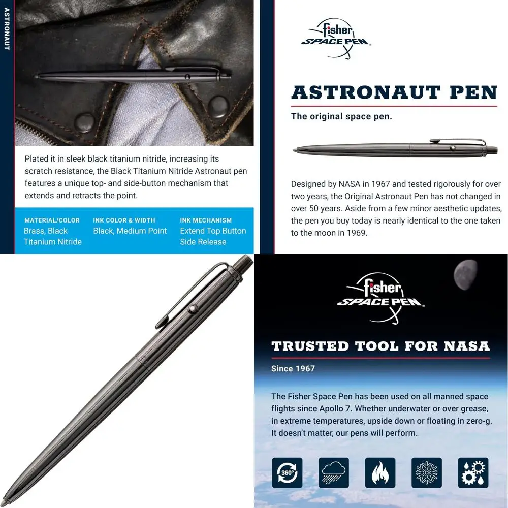 

Оригинальная шариковая ручка AG7 Astronaut, нитрид черного титана, черные чернила, карманный зажим, подарочная коробка, сделано в США