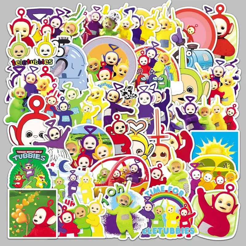 50pcs Cute Teletubbies Waterproof Stickers Cartoon Student DIY Account Stickers Stationery Supplies Decorative Stickers Gifts