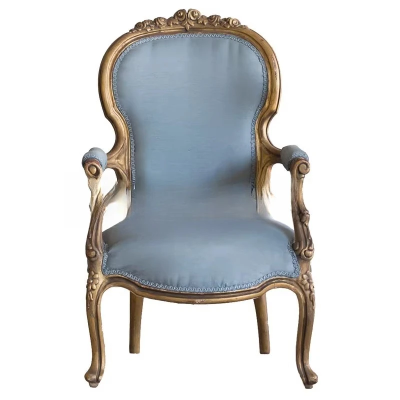 

Solid wood retro carved American country studio leisure chair book chair