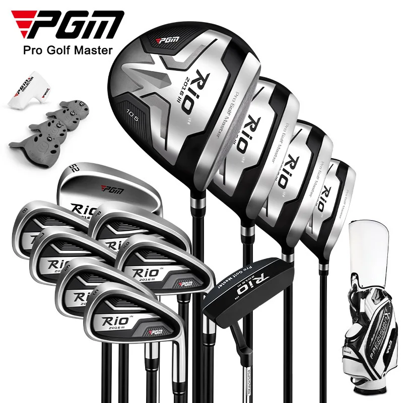 PGM RIO3 Men 12pcs Complete Golf Club Set With Golf Bag Titanium Driver For Male Golfer Swing Practice IndoorOutdoorGolfTraining