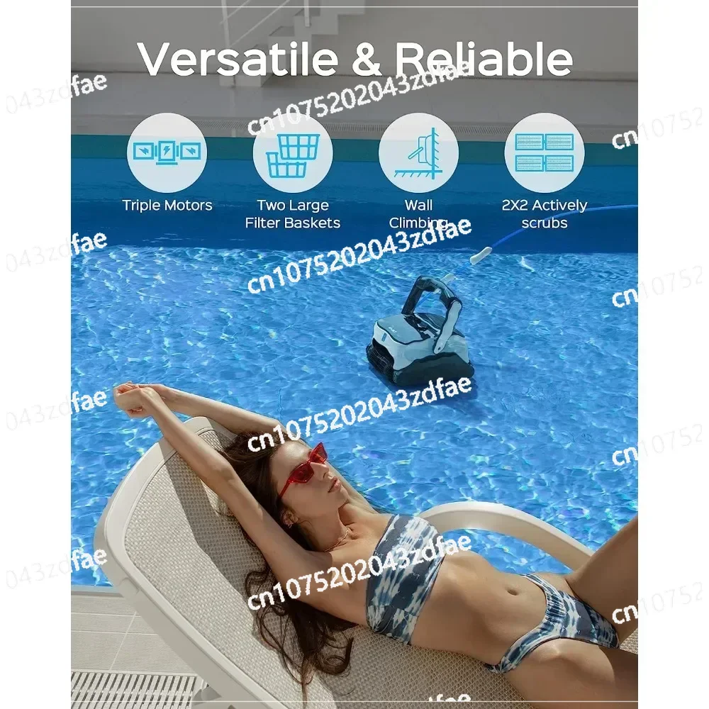 Robotic Pool Cleaner for In-Ground and Above Ground Pools Up To 50 Feet - Powerful Triple Motors,and Wall Climbing Function