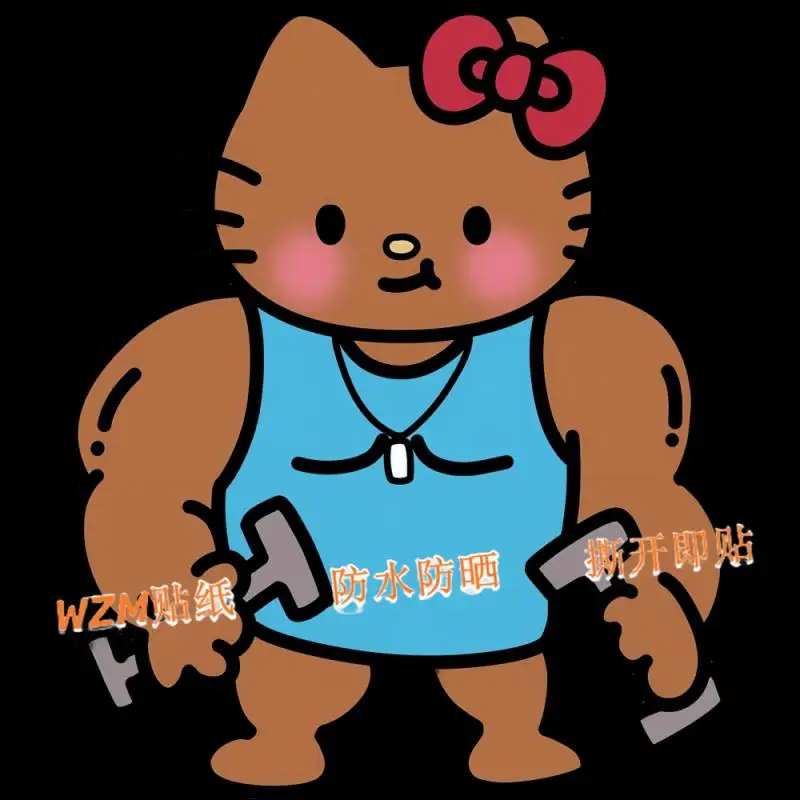 

Sanrio Hello Kitty Diamond Barbie Wall Sticker Decoration Kawaii Anime Cartoon Fitness Muscle Building Car Sticker Decoration