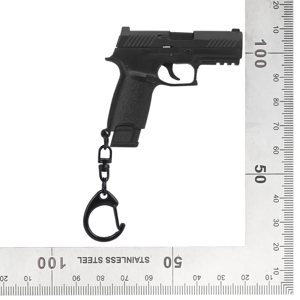 P320-Black Mini Pistool Sleutelhanger 1:4 Miniatuur Pistool Vorm Pistool Sleutelhanger Ornament Cadeau Voor Leger Fan Model Collectie