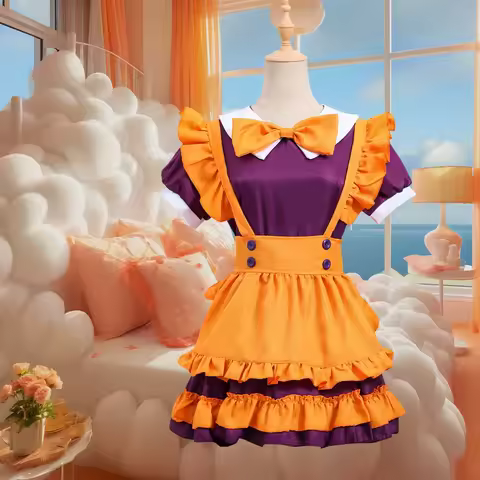 Maid Cosplay Halloween Costumes for Women Dark Gothic Orange Witch Lolita Dress Maid Uniform Pumpkin Vestidos Disfraz Anime Suit