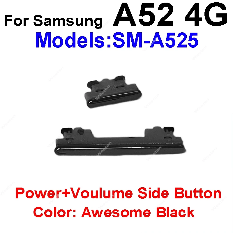 Side Power Volume Buttons For Samsung Galaxy A52 4G A525F A52 5G A526B A52s A72 A725F Power On Off Volume Up Down Buttons Keys