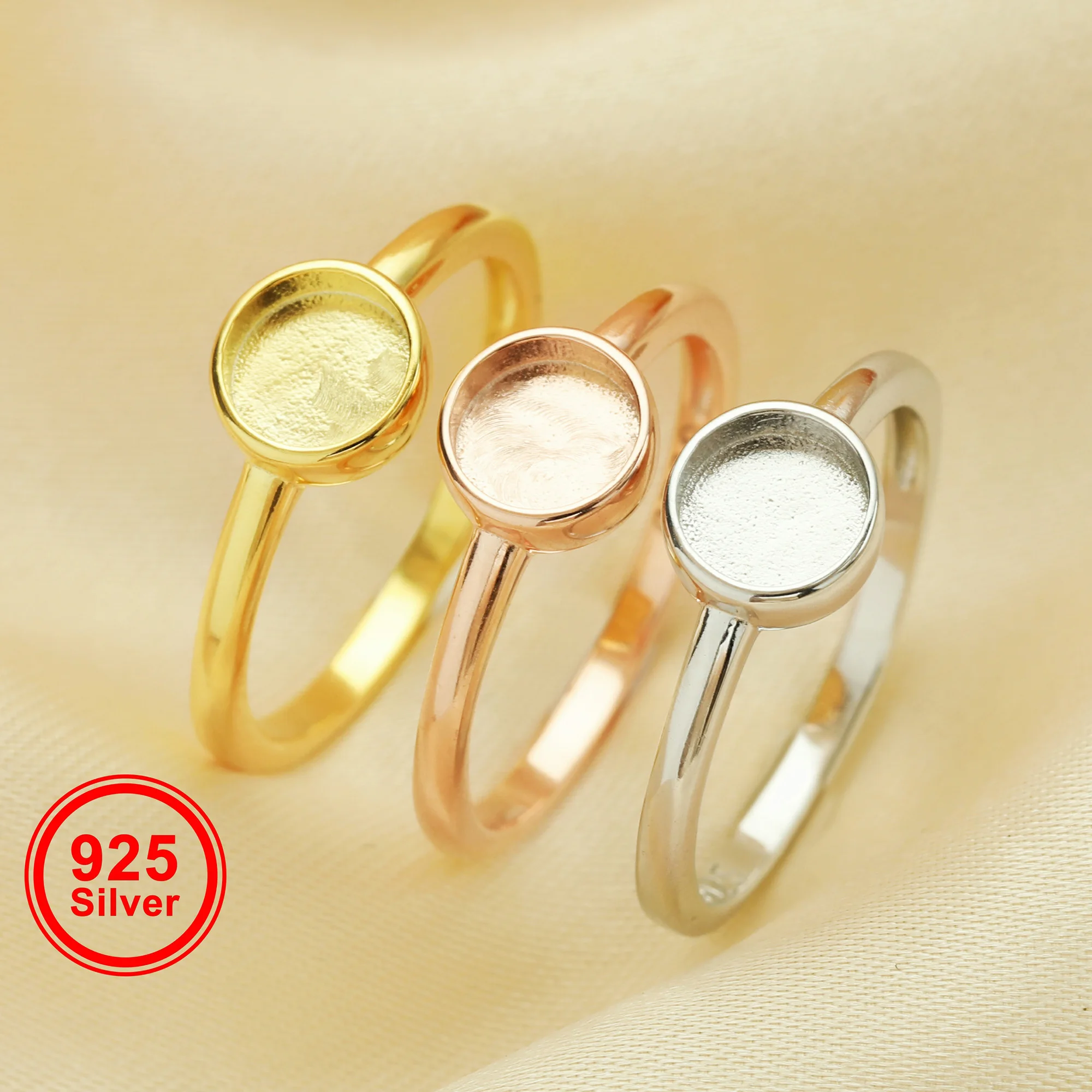 6MM Round Breast Milk Keepsake Resin Ring Bezel Settings,Solid Back Round Ring,Solid 925 Sterling Silver Ring 1215056